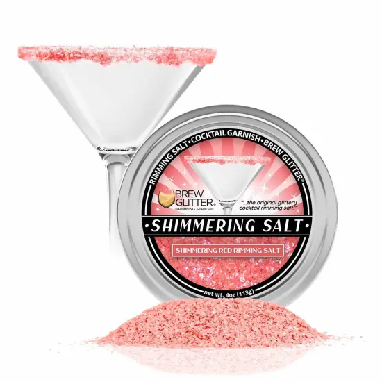 Brew Glitter - Shimmering Red Rimming Salt (4oz, 1x Bar Tin) Edible Glitter Blended Cocktail Garnish for Mixed Drinks and Beverages {1}