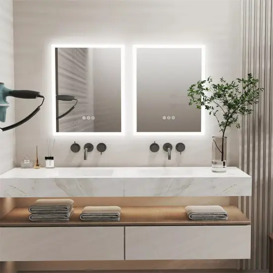 LED Backlit Bathroom Mirror with Light 3Color White/Warm/Natural Anti-Fog Mirror {2}