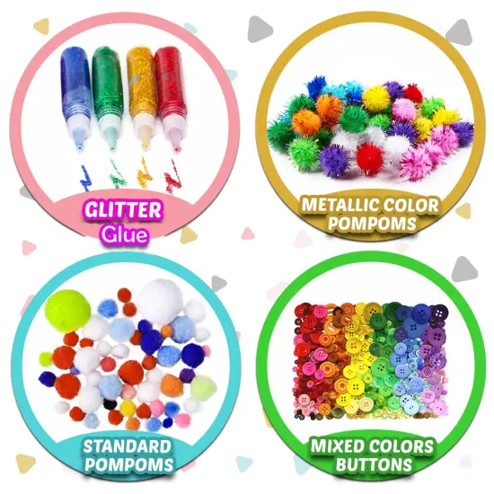 Arts and Crafts Supplies - Christmas Gifts for Kids, Girls, Crafts for Girls 4, 5, 6, 7, 8, 9 Years Old with Glitter Glue Stick, Pipe Cleaners Craft & Craft Tools, School Learning Activities {5}
