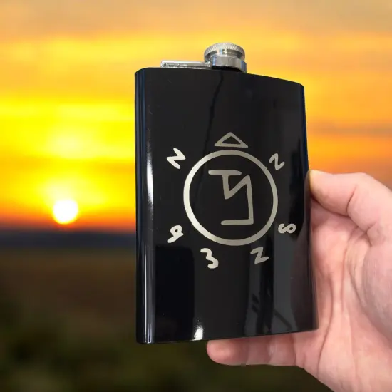 8oz BLACK Angel Ward Flask {2}