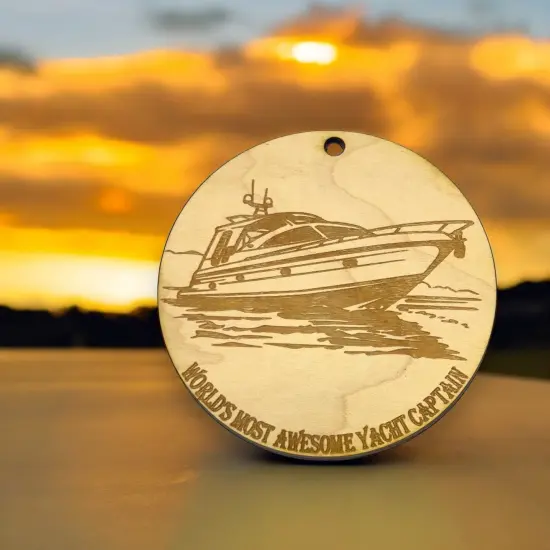 Ornament - World's Most Awesome Yacht Captain Raw Wood {3}