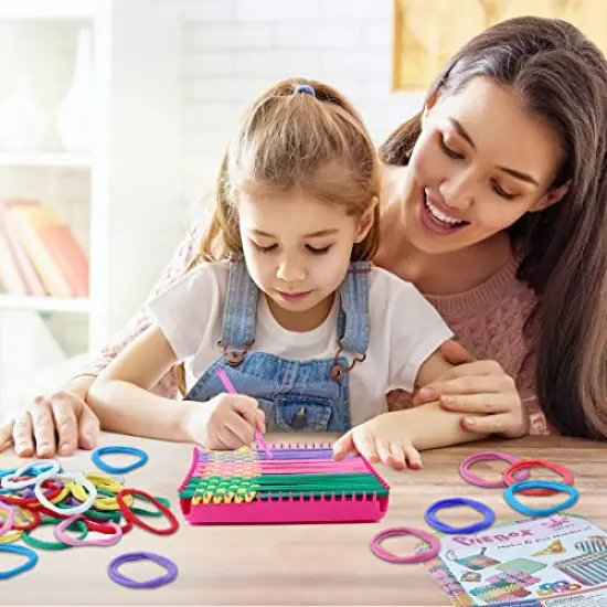 Weaving Loom Kit Toys for Kids and Adults, Potholder Loops Crafts for Girls Ages 6 7 8 9 10 11 12, 7" Pot Holder Loom Knitting Kits and Gifts for Kids and Beginners, Make 6 Masterpieces {4}