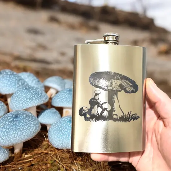 8oz - Mushroom 2 - Stainless Steel Flask {2}