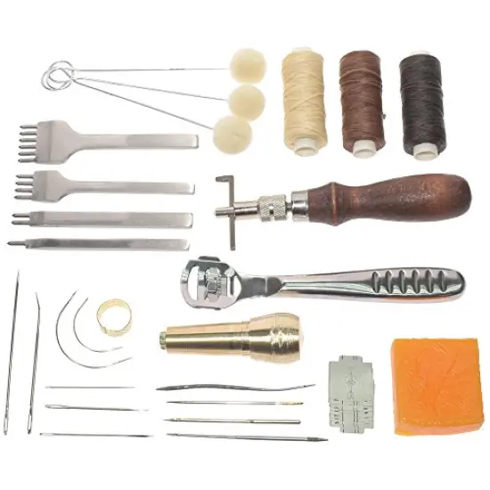 Leather Craft Basic Stitching Sewing Hand Tool Set Saddle Groover for DIY Leather Craft Projects {2}