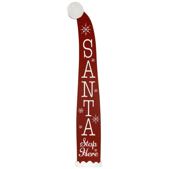 Northlight Santa Stop Here Christmas Hat Porch Sign - 35" Red {3}