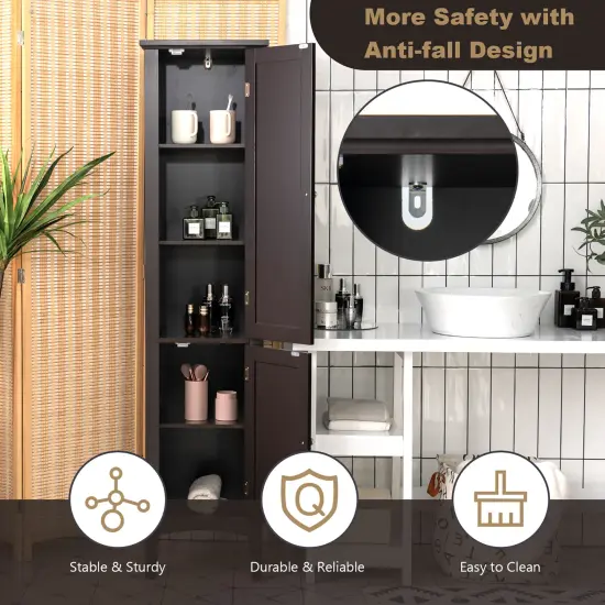 Costway Freestanding Bathroom Storage Cabinet Linen Tower Kitchen Living Room Grey\Black\Brown\White {6}