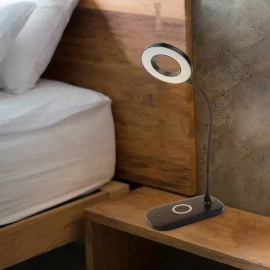 Lighting Zlata Painted Black Plastic Tap or Touch Switch Dimmable and Adjustable Color Temperature Office Desk Lamp with 21 LEDs and USB Port {6}