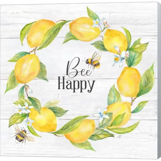 Lemons & Bees Sentiment II by Cynthia Coulter 12" x 12" Canvas Wall Art {1}