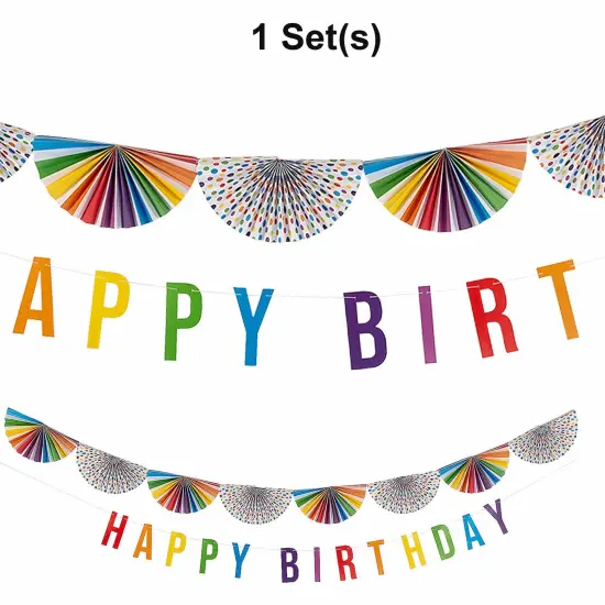 Rainbow Bunting Happy Birthday Garland - 2 Pc. {1}