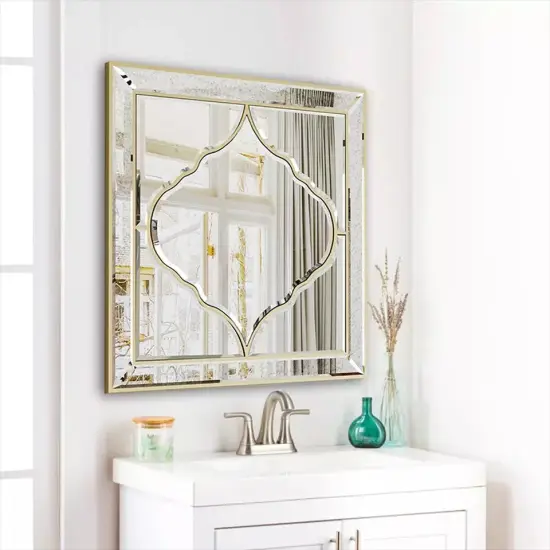 Large Square Wall Mirror Gold Edge Bedroom Hallway Living Room Decorative Mirror {2}