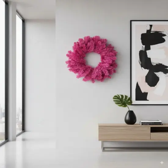 Perfect Holiday 24 inch Wreath Pink - Unlit {1}