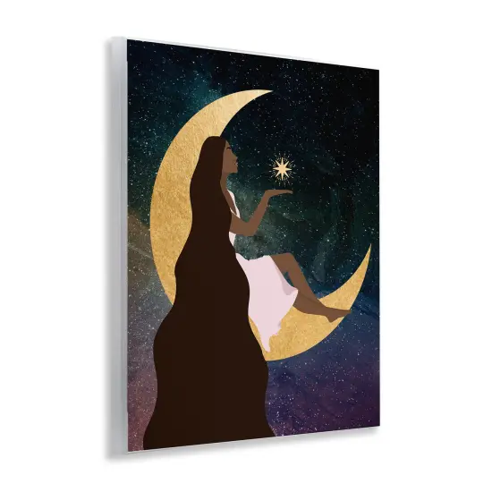 Stupell Industries Woman on Moon with Starlight Wall Plaque By Daniela Santiago {3}