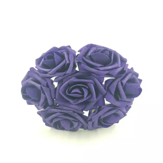 25pcs Artificial Flowers Real Looking Foam Roses Decoration DIY Dark purple {2}