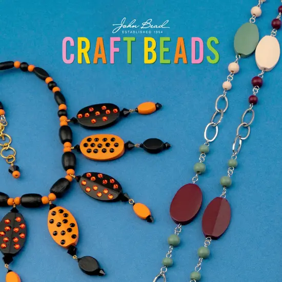 John Bead Craft Wood Beads with Elastic Nylon Cord, 90g Pink and White {2}