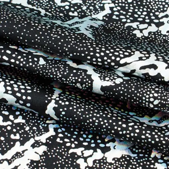 Metallic Reef Hologram Spandex Fabric Black/Fuchsia {7}