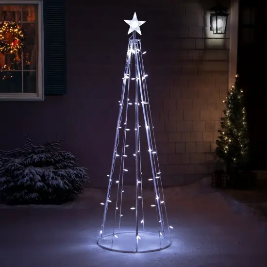 Northlight LED Lighted Outdoor Christmas Cone Tree with Star - 6' - Pure White Lights {4}
