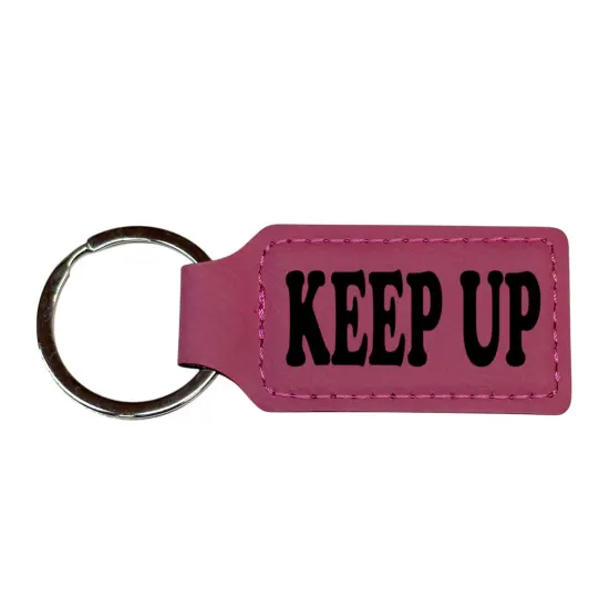 Keychain - Rectangle - Keep up - Leather Rawhide/Black {2}