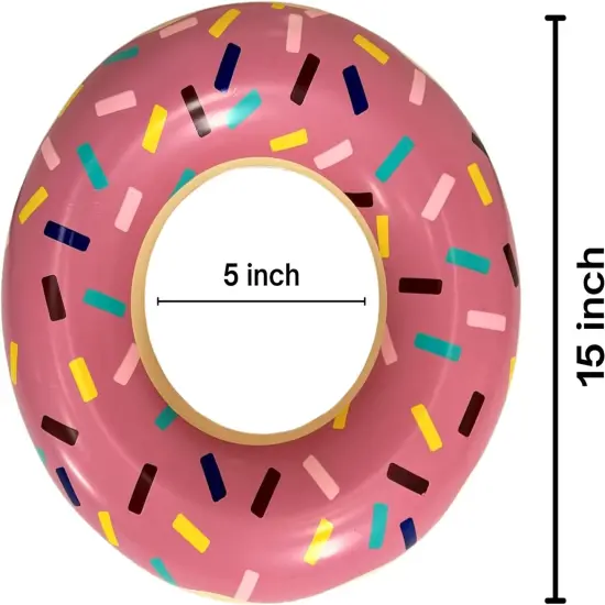 4E's Novelty 4 Pack Mini Inflatable Donuts &ndash; 15" Blow-up Donut Decor for Donut Party Favors {3}