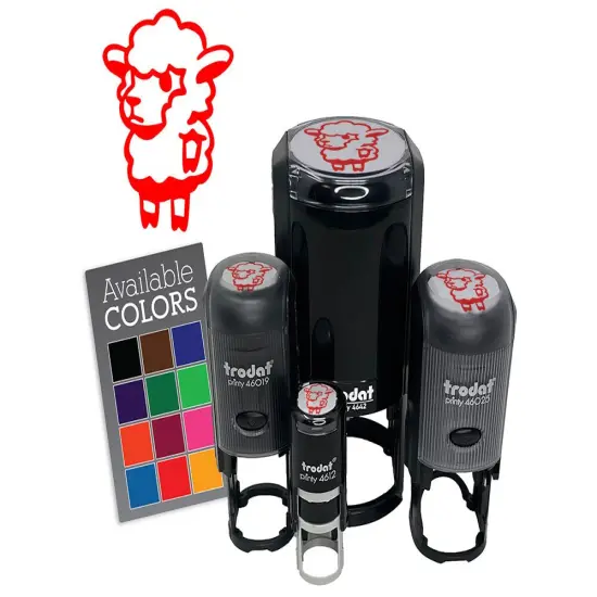 Cartoon Standing Lamb Sheep Wool Self-Inking Rubber Stamp Crafting Planners Red {7}