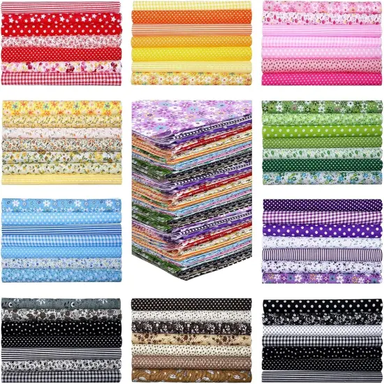 100 Pcs 10 x 10 Inch Cotton Fabric Squares Multicolor Precut {1}