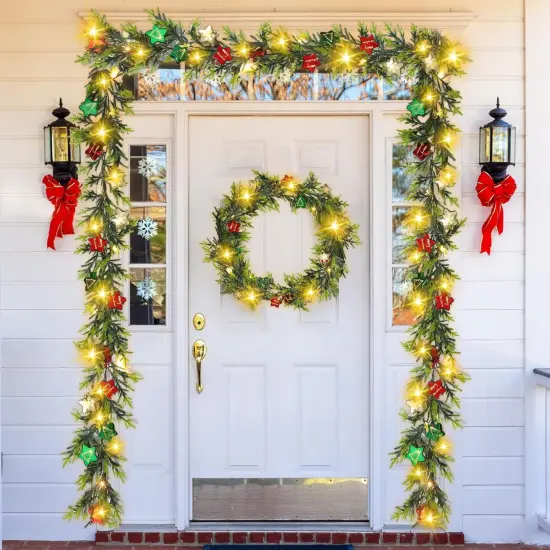 2 Pcs Prelit Christmas Garland {3}