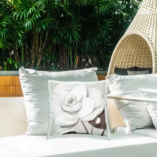 Stupell Industries Elegant White Blooms Outdoor Pillow, 18 x 7 x 18 {2}
