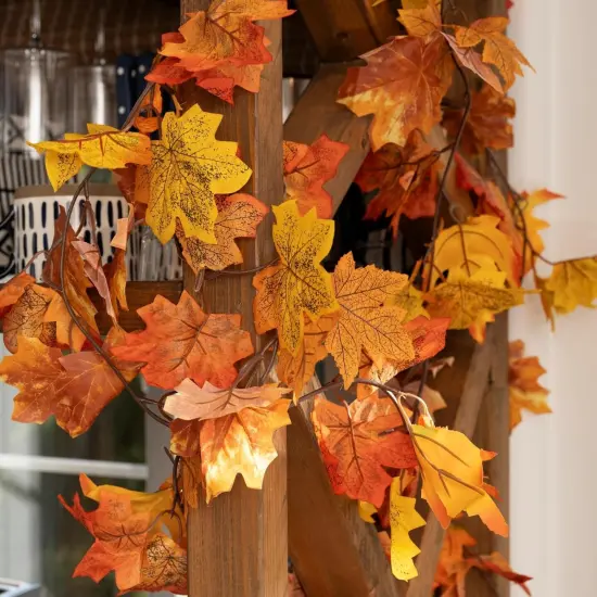 2 Pack Fall Leaf Garland, 5.9Ft Artificial Maple Leaf Garland Fall Leaves {2}