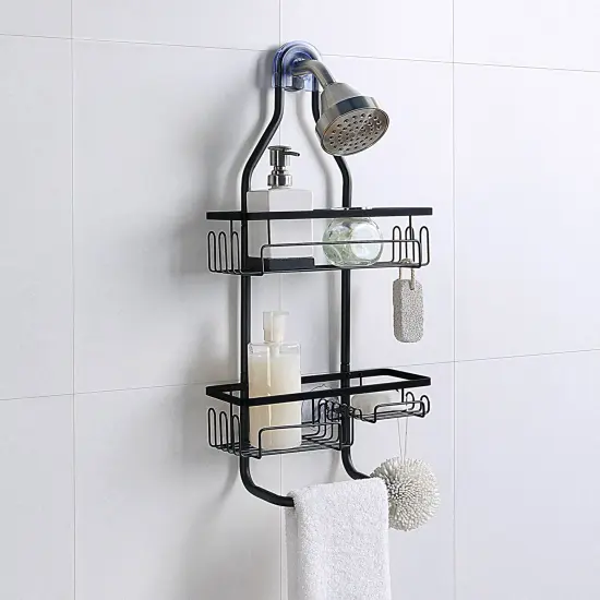 Sturdy Tubing Structure Bathroom Hanging Shower Head Caddy Organizer Black {2}