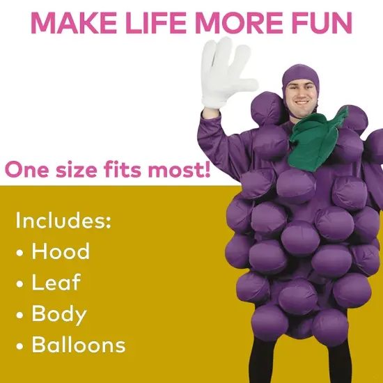 Unisex Purple Grapes Costume Bodysuit Balloon Pockets {5}
