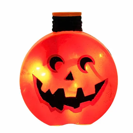Stony Creek 4.5 Inch Halloween Pre-Lit Round Jar Halloween Lighted Glass Accent , Halloween Decor Jack-O-Lantern MOON {1}