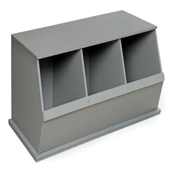Badger Basket Three Bin Stackable Storage Cubby Gray {1}