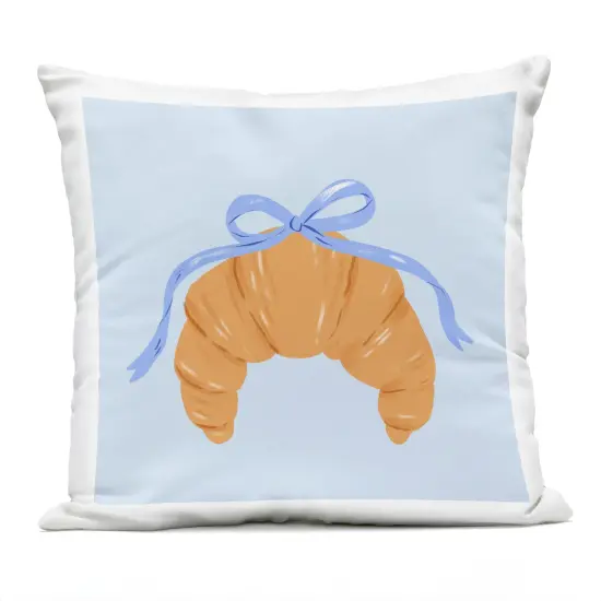 Stupell Industries Blue Bow Croissant Outdoor Printed Pillow design by Krissy Mast, 18 x 7 x 18 {1}