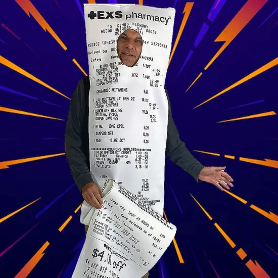 Funny Extra Long Pharmacy Receipt Adult Costume Tunic Halloween Outfit {3}