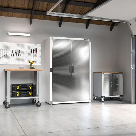 Seville Classics UltraHD Storage Cabinet, 48" W x 24" D x 72" H White {1}