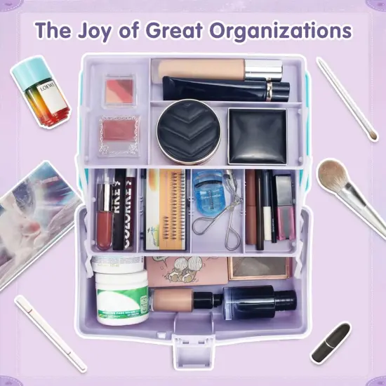 12in Three-Layer Multipurpose Storage Box Organizer - Purple Blue {3}