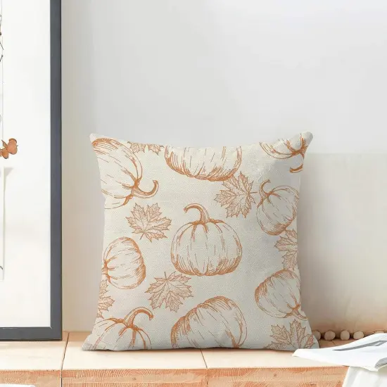 Orange Pumpkin Maple Leaves Throw Pillow Covers {5}