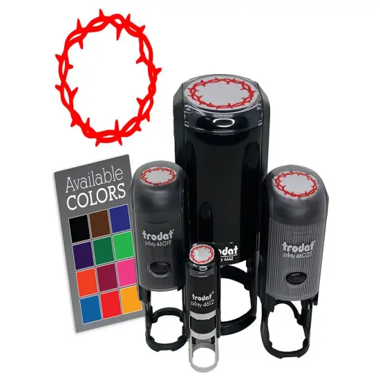 Crown of Thorns Jesus Christ Christianity Easter Self-Inking Rubber Stamp Black {7}