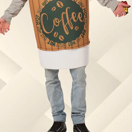 Coffee 2 Go Cup Adult Costume Funny Beverage Tunic Halloween Party Outfit {4}
