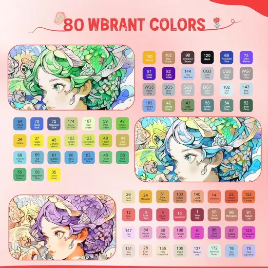 Alcohol Markers Set 80 Colors - Dual Tip Art {3}