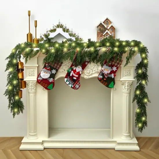 6FT Cedar Garland Realistic Christmas Garland with 16 FT LED Lights String {3}