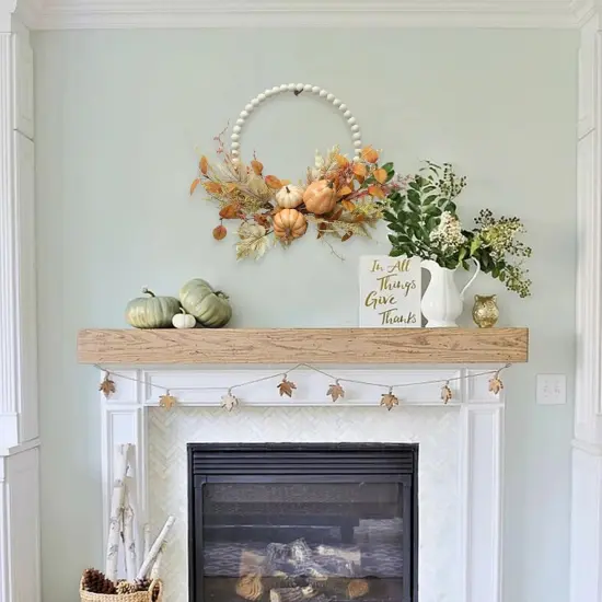 Autumn Wood Bead Pumpkin Fall Wreath {4}