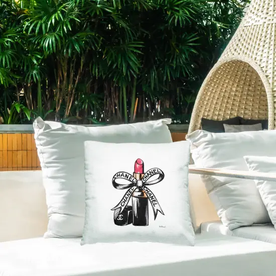 Stupell Industries Glam Brand Lipstick Ribbon Outdoor Printed Pillow design by Amanda Greenwood, 18 x 7 x 18 {2}
