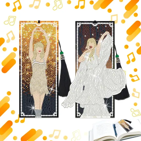 2 Packs 5D Singer Diamond Art Painting Bookmarks, Diamond Art Book Marks {1}
