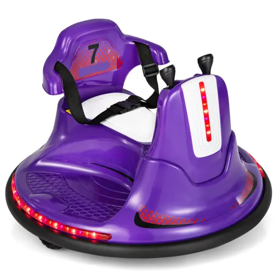 12V Kids Ride On Bumper Car with Remote Control Lights and Music Purple {10}