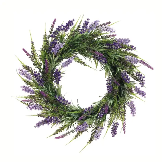 17" Artificial Purple Lavender Wreath | Spring & Summer Front Door Decor {1}