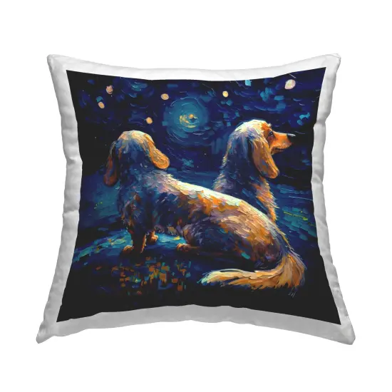 Van Gogh Style Dogs Decorative Printed Throw Pillow Design by Svetlana Aleynikova, 18 x 7 x 18 {1}