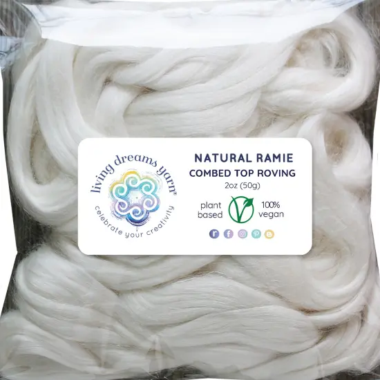 2oz Ramie Fiber: Natural White Undyed Combed Top Roving. Plant Based, Eco Friendly, Vegan {1}