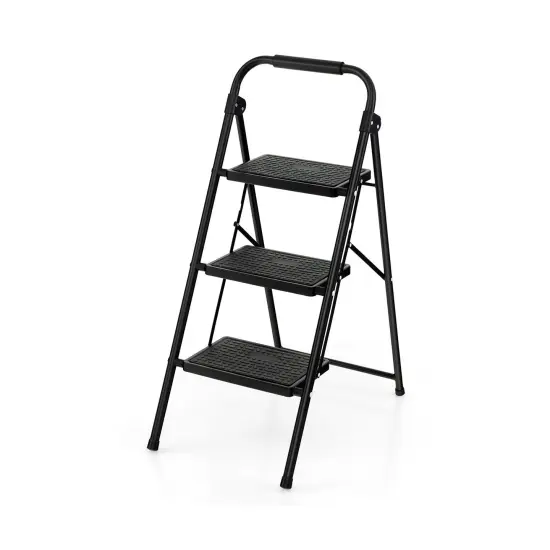 Folding Step Ladder Stool with Wide Anti-Slip Pedal and Convenient Handle {1}