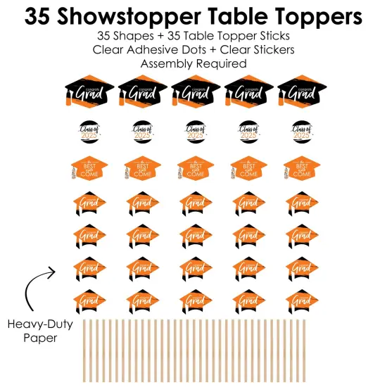 Big Dot of Happiness 2025 Orange Graduation Party Centerpiece Sticks - Showstopper Table Toppers - 35 Pieces {7}