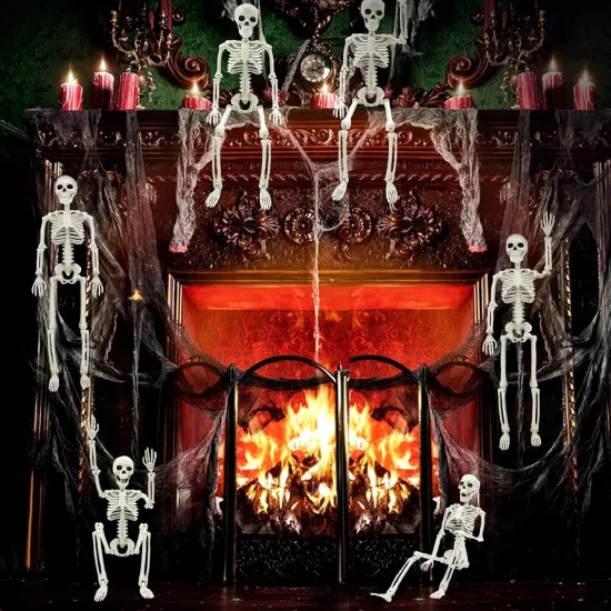 6 PCS Halloween Small Poseable Skeleton Decoration {4}